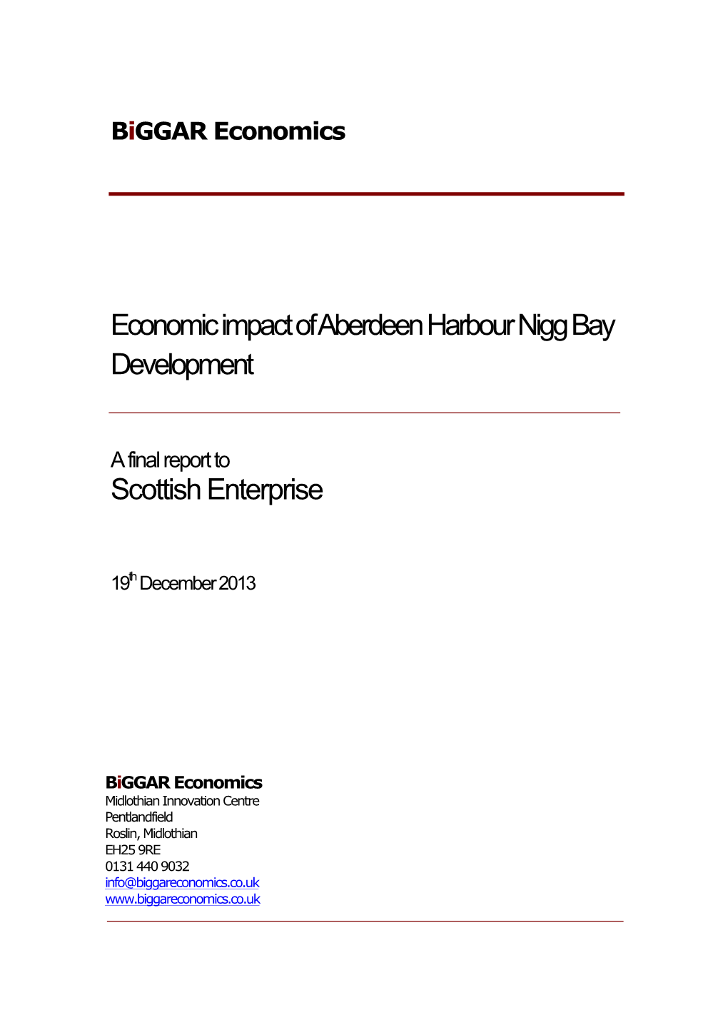 Economic Impact of Aberdeen Harbour Nigg Bay Development