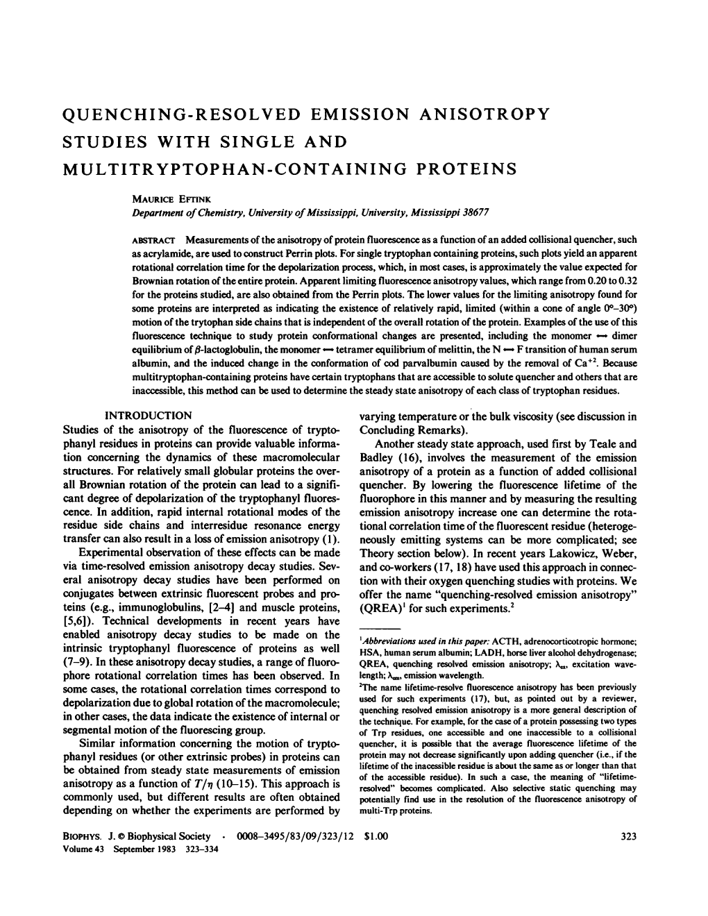 Quenching-Resolved Emission Anisotropy Studies with Single and Multitryptophan-Containing Proteins