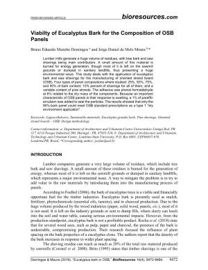 Viabilty of Eucalyptus Bark for the Composition of OSB Panels