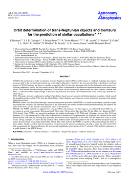 Orbit Determination of Trans-Neptunian Objects and Centaurs for the Prediction of Stellar Occultations?,??