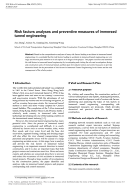 Risk Factors Analyses and Preventive Measures of Immersed Tunnel Engineering