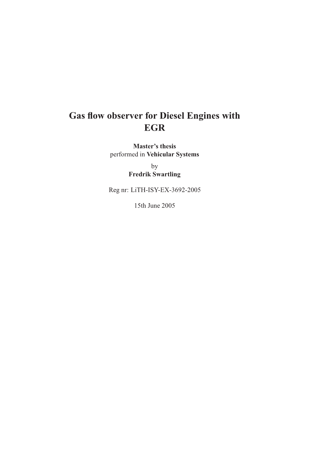 Gas Flow Observer for Diesel Engines With