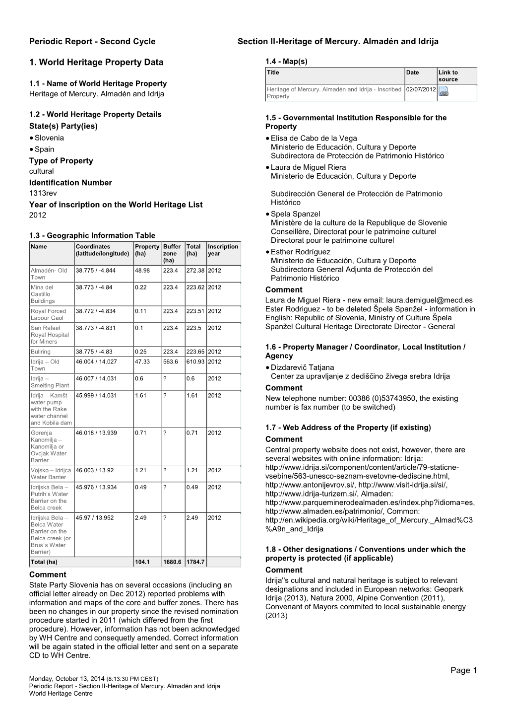 Periodic Reporting Cycle 2, Section II