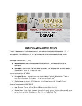 List of #Landmarkcases Guests
