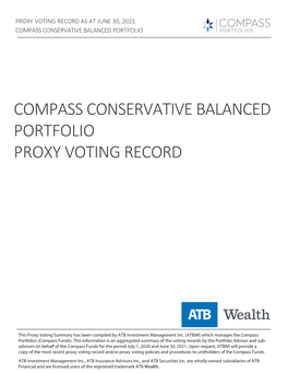 Compass Conservative Balanced Portfolio Proxy Voting Record