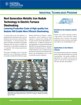 Next Generation Metallic Iron Nodule Technology in Electric Furnace