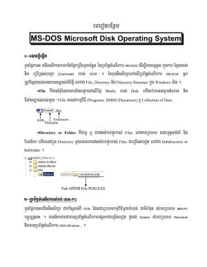 MS-DOS Microsoft Disk Operating System