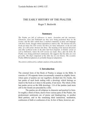 The Early History of the Psalter