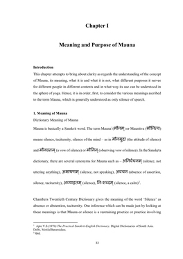 Chapter I Meaning and Purpose of Mauna