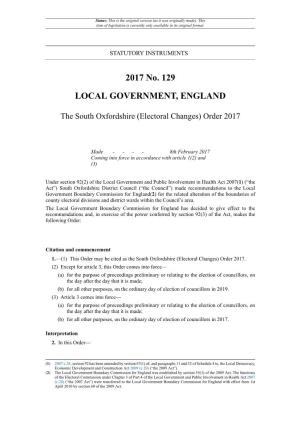 Electoral Changes) Order 2017