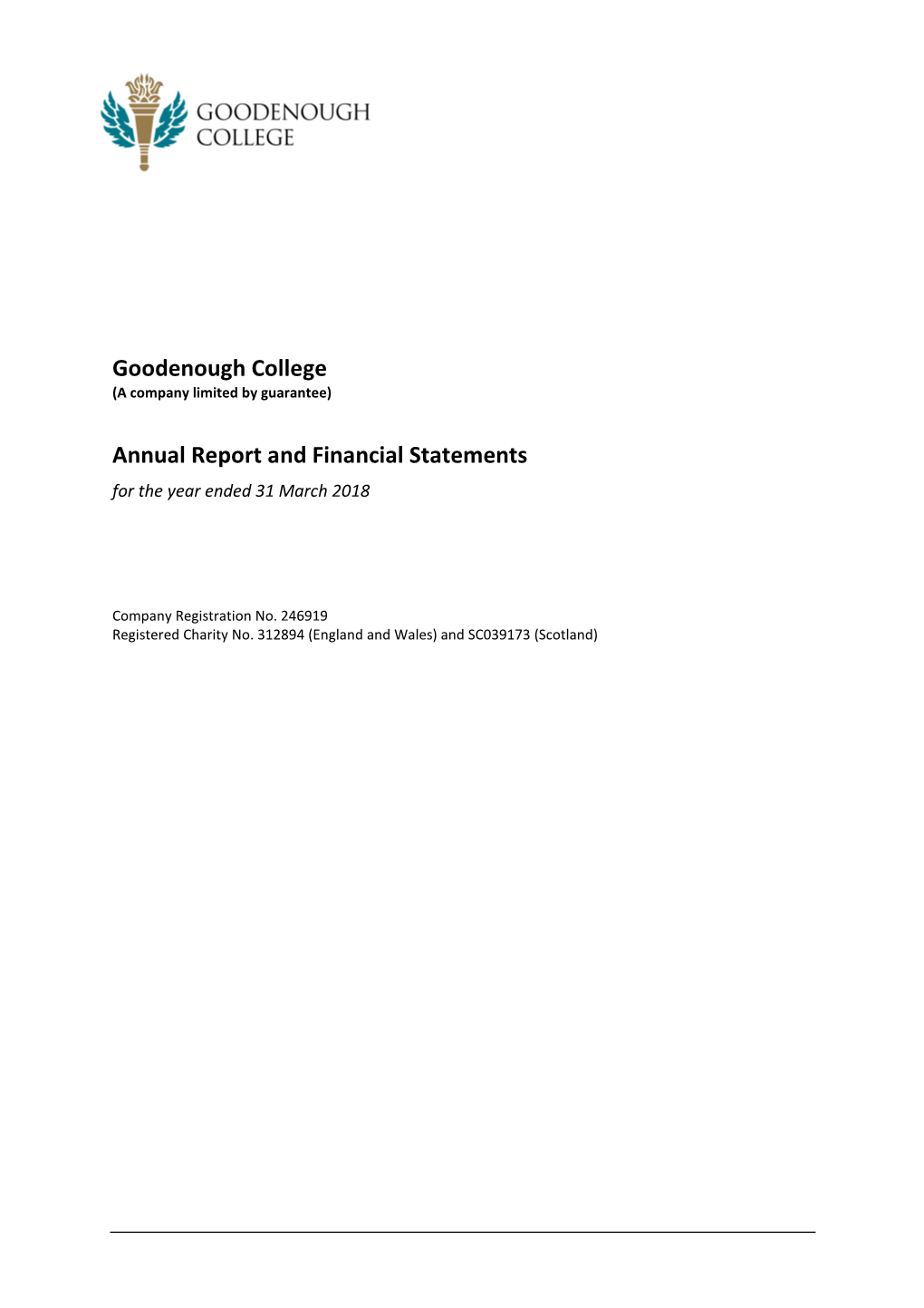 Goodenough College Annual Report and Financial Statements