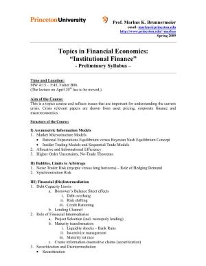 Financial Economics Under Symmetric Information
