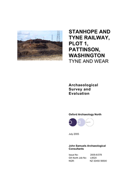 Stanhope and Tyne Railway, Plot 1, Pattinson, Washington Tyne and Wear