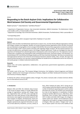 Responding to the Dutch Asylum Crisis: Implications for Collaborative Work Between Civil Society and Governmental Organizations
