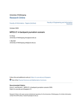 MPEG-21 in Backpack Journalism Scenario