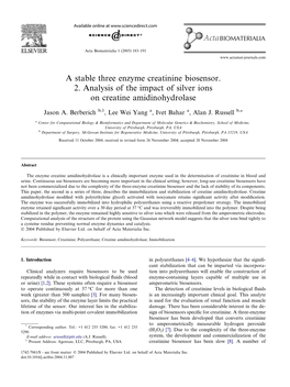 Analysis of the Impact of Silver Ions on Creatine Amidinohydrolase