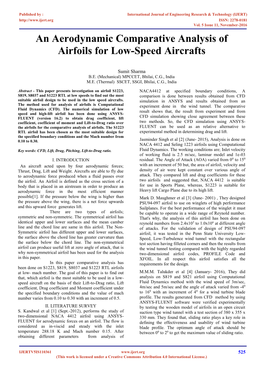 An Aerodynamic Comparative Analysis of Airfoils for Low-Speed Aircrafts