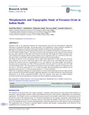 Morphometric and Topographic Study of Foramen Ovale in Indian Skulls