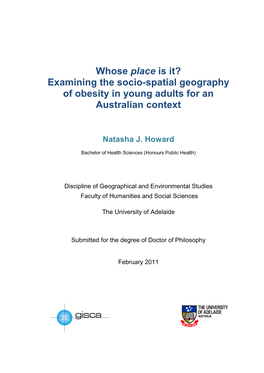 Whose Place Is It? Examining the Socio-Spatial Geography of Obesity in Young Adults for an Australian Context