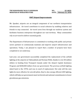 Northwest Territories Airport Improvements