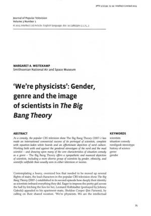 Genderl Genre and the Image of Scientists in the Big Bang Theory