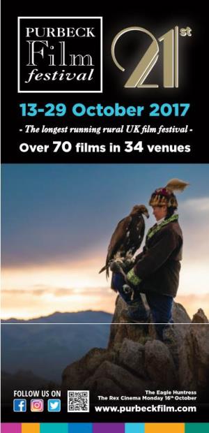 PURBECK St Film Festival 21 13-29 Octobertb 20201717 - Tthehe Llongestongest Rrunningunning Rruralural UKUK ﬁ Lmlm Festivalfestival - Over 70 ﬁ Lms in 34 Venues