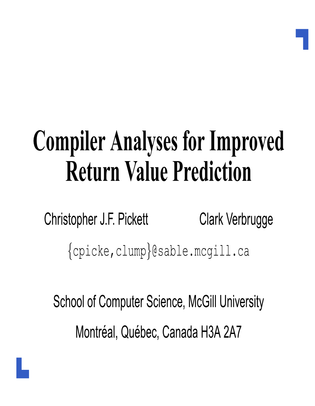 Compiler Analyses for Improved Return Value Prediction