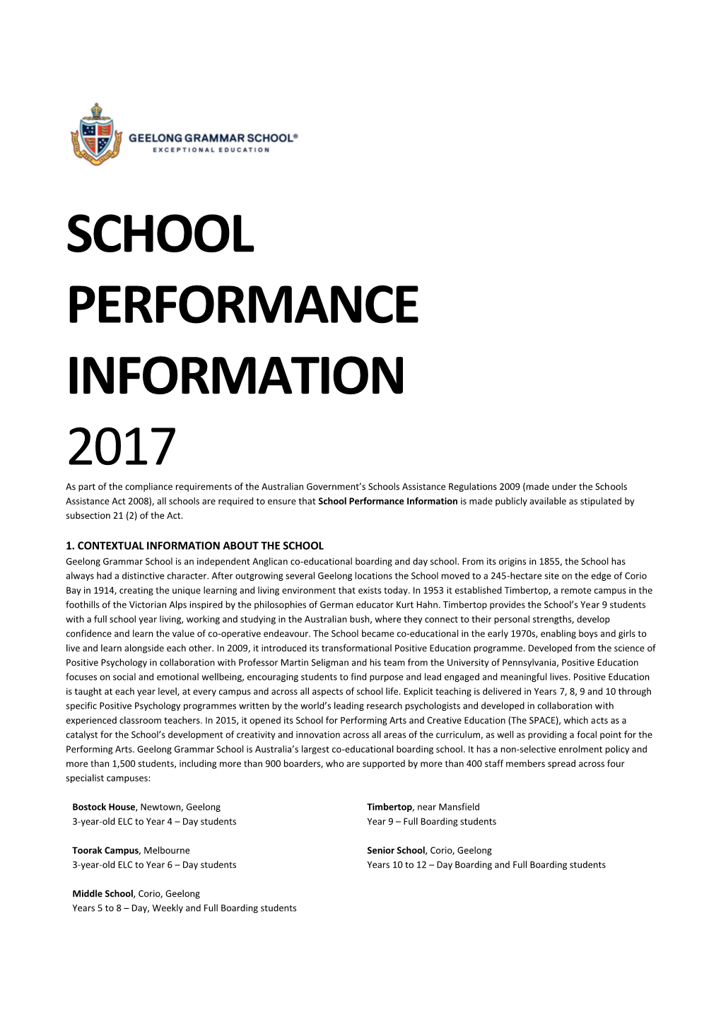 School Performance Information 2017