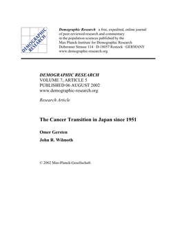 The Cancer Transition in Japan Since 1951