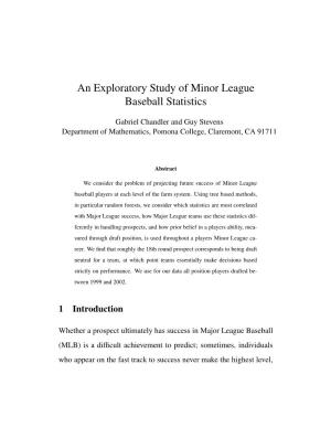 An Exploratory Study of Minor League Baseball Statistics