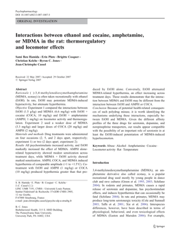 Interactions Between Ethanol and Cocaine, Amphetamine, Or MDMA in the Rat: Thermoregulatory and Locomotor Effects