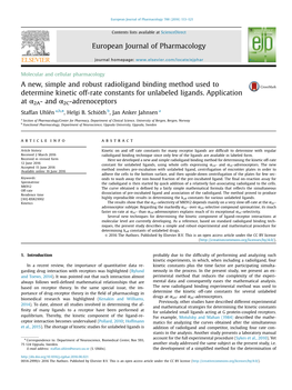 A New, Simple and Robust Radioligand Binding Method Used to Determine Kinetic Off-Rate Constants for Unlabeled Ligands