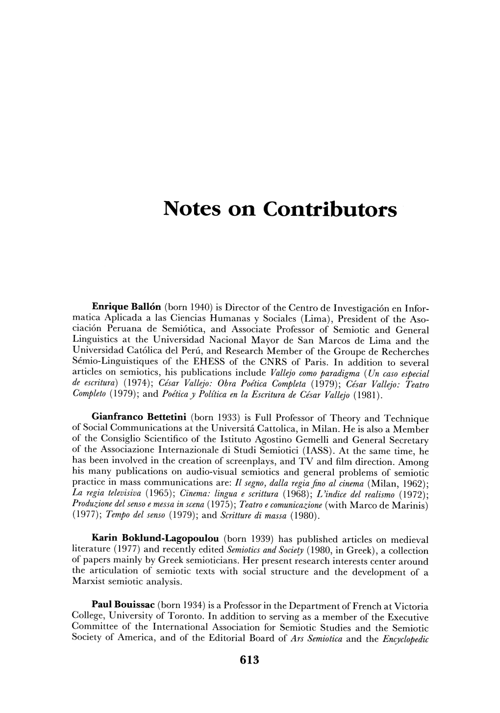 Notes on Contributors
