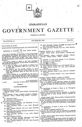 GOVERNMENT GAZETTE | Published by Authority