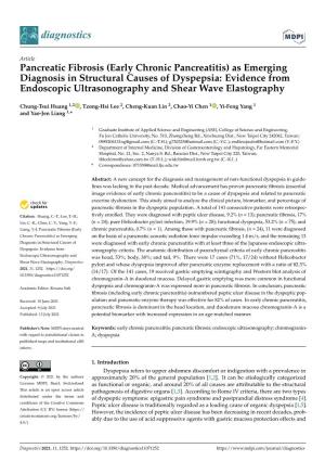 Early Chronic Pancreatitis) As Emerging Diagnosis in Structural Causes of Dyspepsia: Evidence from Endoscopic Ultrasonography and Shear Wave Elastography