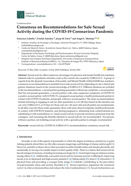 Consensus on Recommendations for Safe Sexual Activity During the COVID-19 Coronavirus Pandemic