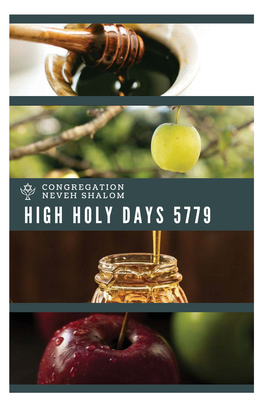 HIGH HOLY DAYS 5779 a Special Note About This Year’S Rosh Hashanah Day 1 Services
