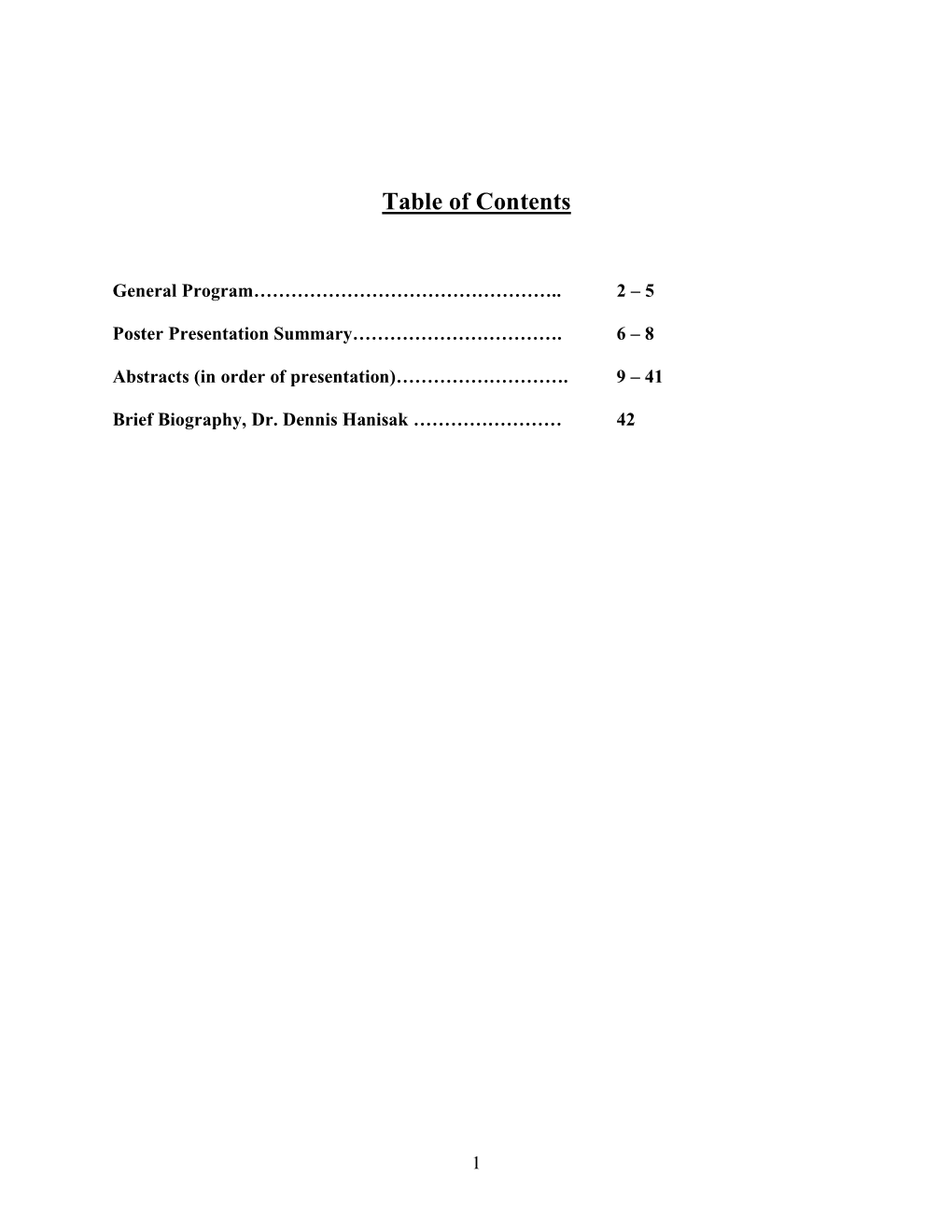 Table of Contents