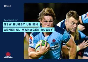 NSW RUGBY UNION GENERAL MANAGER RUGBY Why NSW Rugby and the Waratahs?