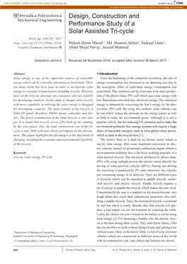 Design, Construction and Performance Study of a Solar