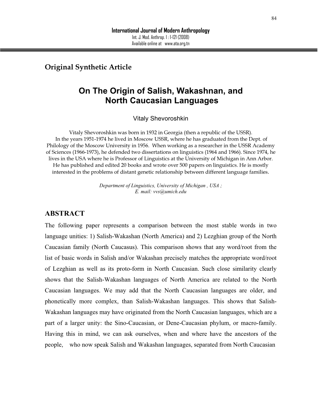 On the Origin of Salish, Wakashan, and North