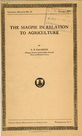 The Magpie in Relation to Agriculture