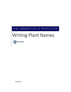 Writing Plant Names