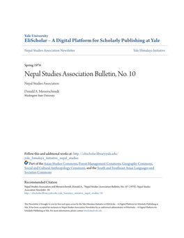 Nepal Studies Association Bulletin, No. 10 Nepal Studies Association