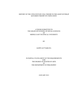 History of the 19Th Century Cell Theory in the Light of Philip Kitcher's Theory of Unification