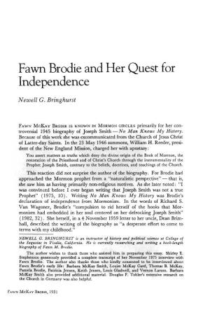 Fawn Brodie and Her Quest for Independence