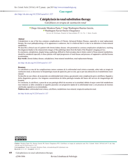 Calciphylaxis in Renal Substitution Therapy Calcifilaxis En Terapia De Sustitución Renal