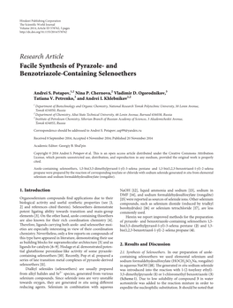 Facile Synthesis of Pyrazole-And Benzotriazole-Containing