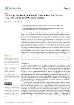 Predicting the Areas of Suitable Distribution for Zelkova Serrata in China Under Climate Change