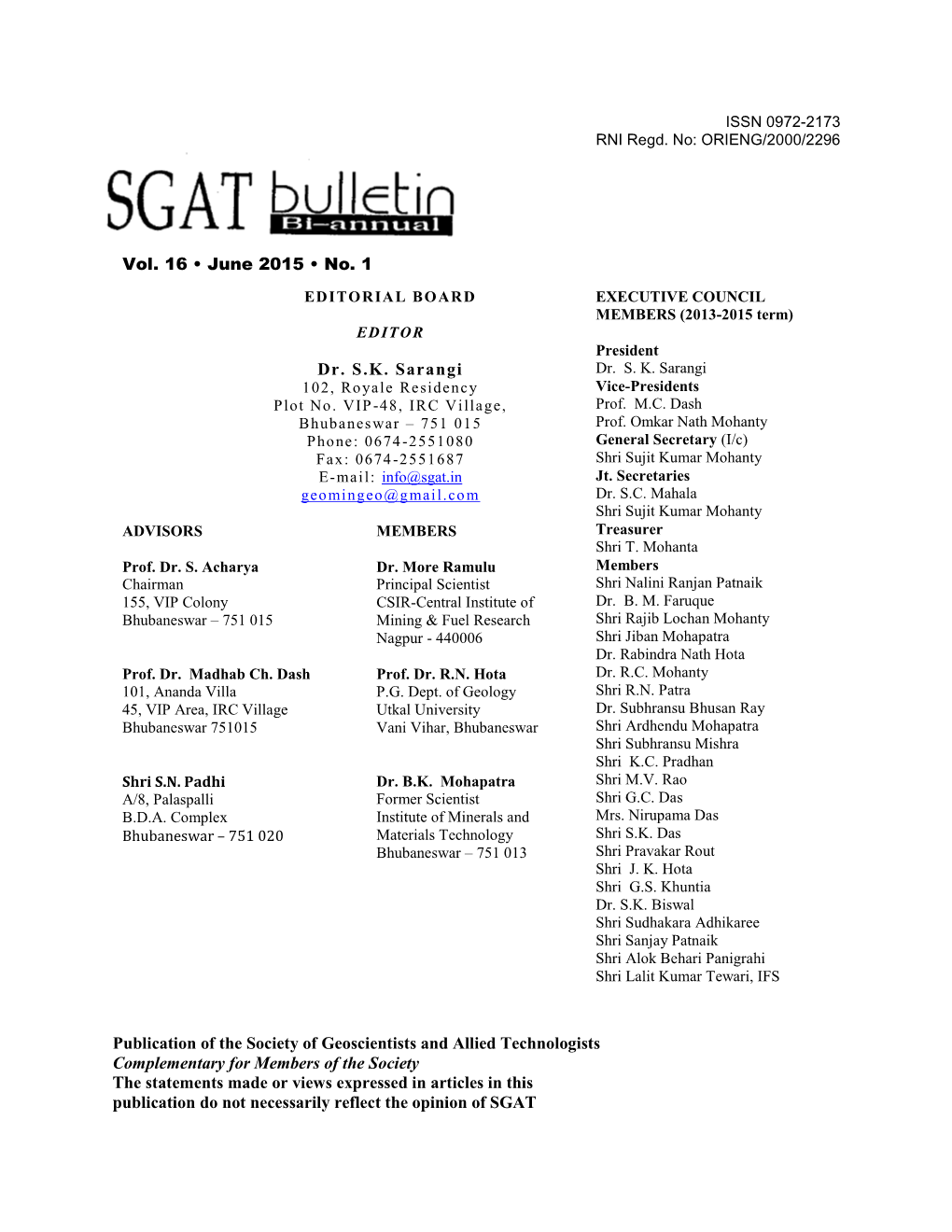 SGAT Bulletin June 2015